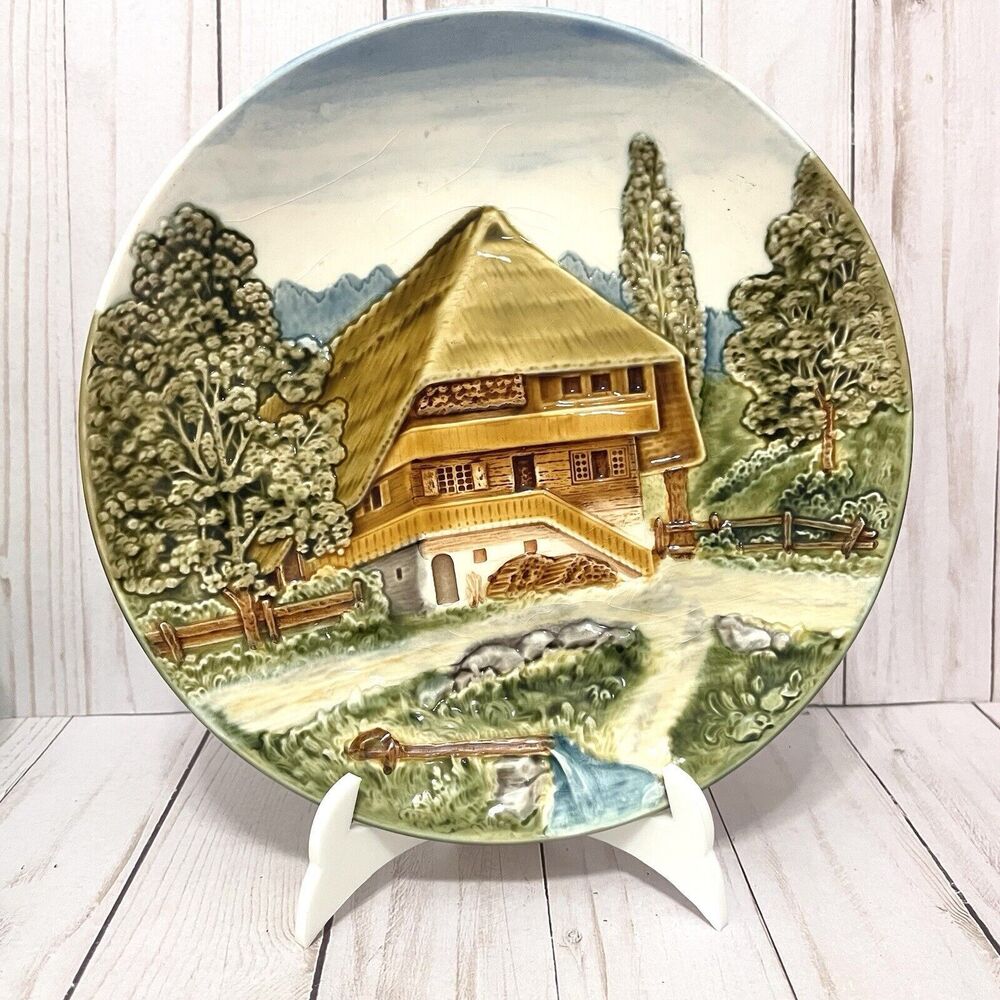 Cico Vintage Made In Germany Majolica German Alps Cottage Decorative Plate